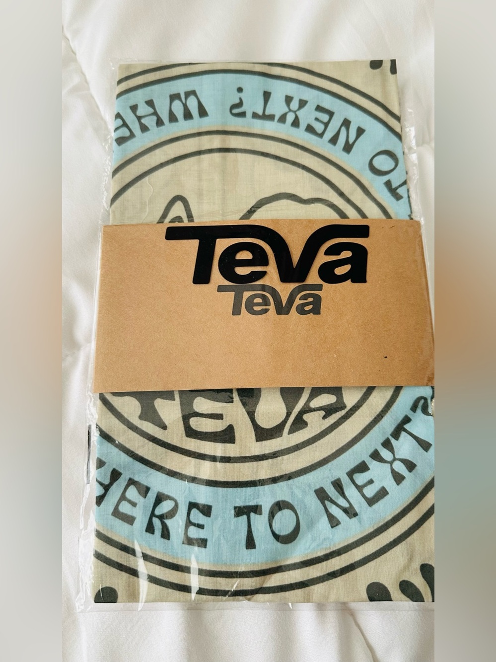 Teva Light Blue and Cream Logo Bandana
